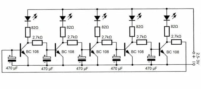 Полезные схемы для радиолюбителей своими руками Efeito de Luz Flutuando com Leds Electronics circuit, Electronic schematics, Ele