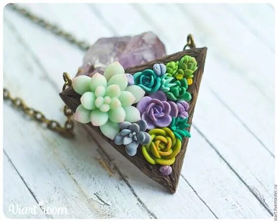 Полимерная глина фото работ Jewelry with succulents. Collection. #полимернаяглина@mk_polimernaya_glina #маст