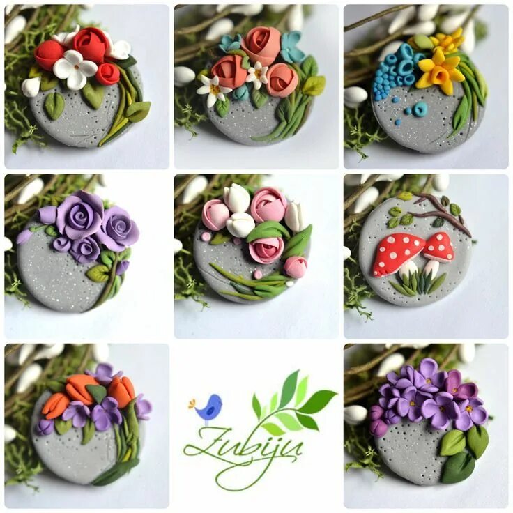 Полимерная глина мастер класс фото Martisoare - polímero de arcilla broche por Zubiju: Polymer clay flowers, Polyme