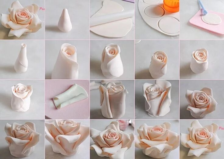 Полимерная глина своими руками в домашних Decorate Your Cakes with These Beautiful Fondant Roses Fondant rose, Flores de f