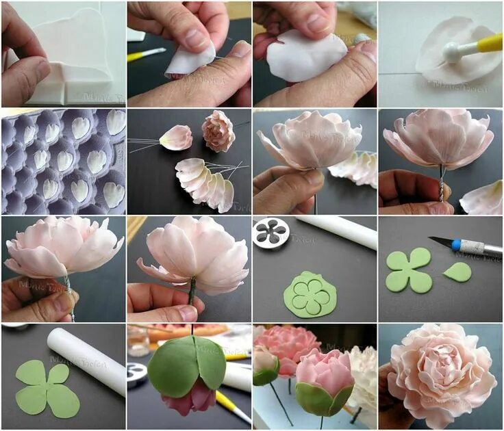 Полимерная глина своими руками в домашних Marcipánové torty 2 - fotopostupy, recepty - str. 30 Fondant flower tutorial, Su