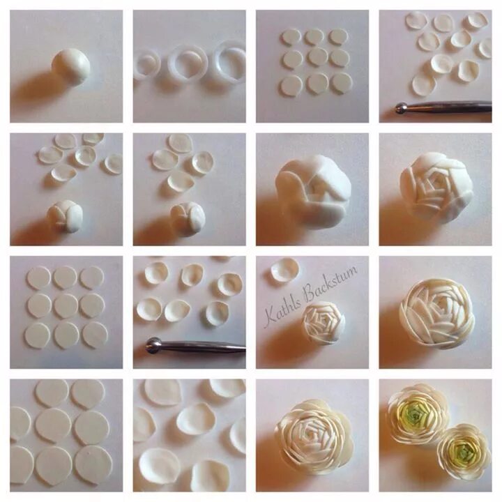 Полимерная глина своими руками в домашних Fondant Ranunculus Tutorial by Kathls Backstum Çiçek, Çiçek süslemeli pastalar, 