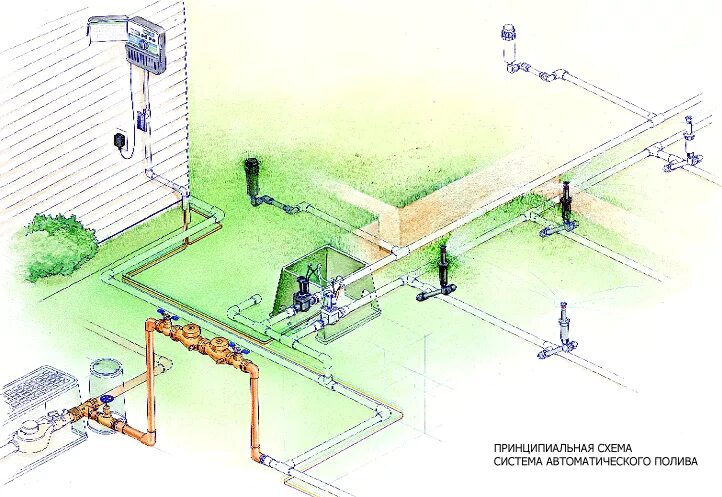 Полив газона своими руками схемы Система автоматического полива: заказать своими руками