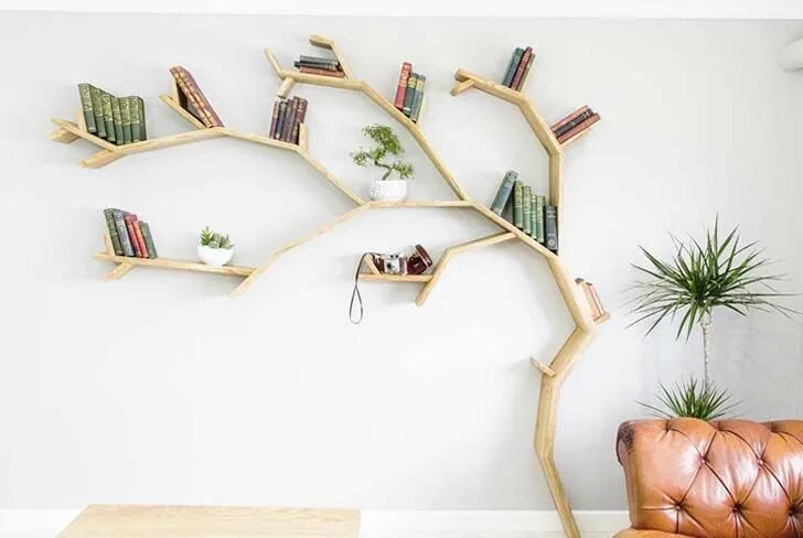 Полка дерево фото 19 Brilliant Accent Wall Ideas For A Small Living Room - Tiny Partments Tree boo