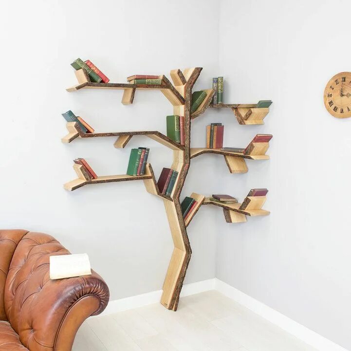 Полка дерево фото Modern Tree Shelves Playfully Designed to Hold Books on Their Branches Scaffalat