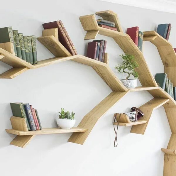 Полка дерево фото The Windswept Oak Tree Shelf Tree Bookcase Tree Shaped Bookshelf Tree bookshelf,