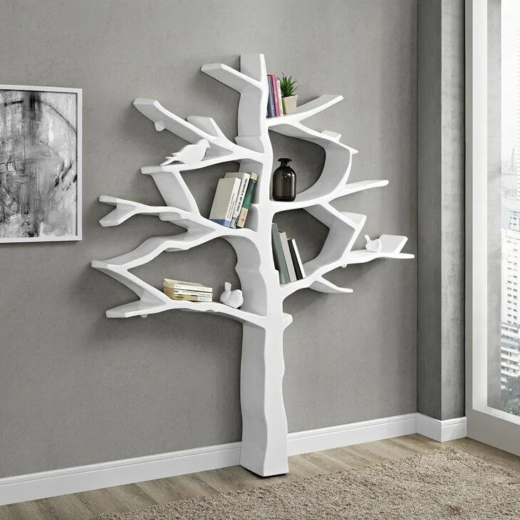 Полка дерево фото Knowledge Bookcase in White - Lifestyle White bookcase, Bookcase, Decor