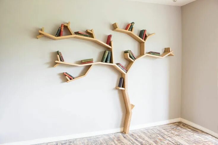 Полка дерево на стену фото Handmade Tree Shelves by BespOak Interiors Designwrld Prateleira de árvore, Prat