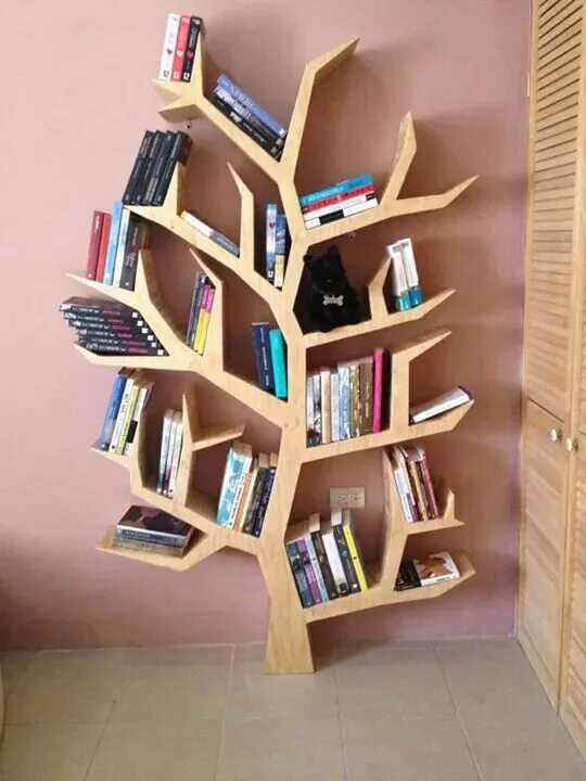 Полка для книг дерево фото Librero árbol Estantes creativos, Librería de árbol, Decoración biblioteca en ca