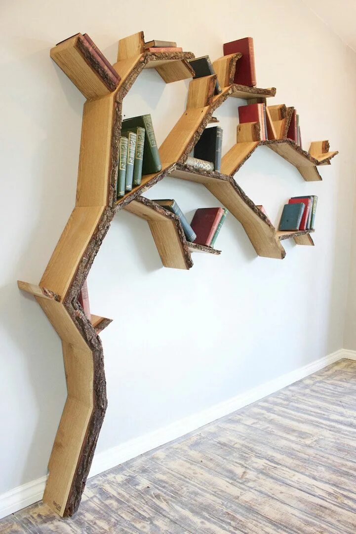 Полка для книг дерево фото Modern Tree Shelves Playfully Designed to Hold Books on Their Branches Creative 