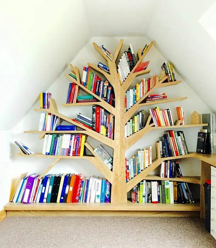 Полка для книг дерево фото Tree book shelf Decoracao apartamento, Estante de livros faça você mesmo, Decora