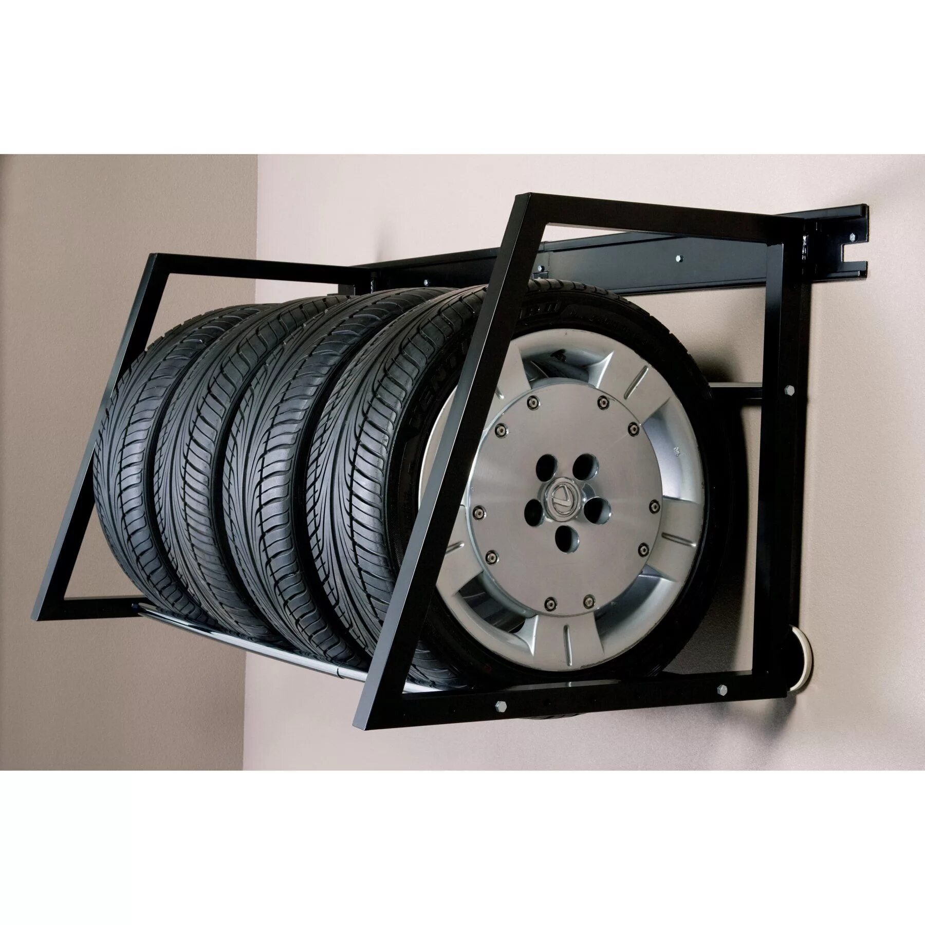 Полка для колес фото HyLoft Heavy Duty Adjustable Tire Loft - 01000 Tire storage, Garage storage solu