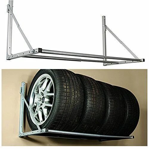 Полка для колес фото Hotouch New Fashion Folding Tire Wheel Rack Storage Holder Garage Tire Wall Moun