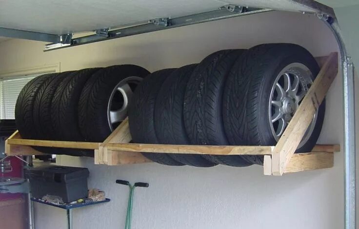 Полка для колес фото Simple DIY Tire Shelf Organisation de garage, Diy rangement, Rangement outils ja