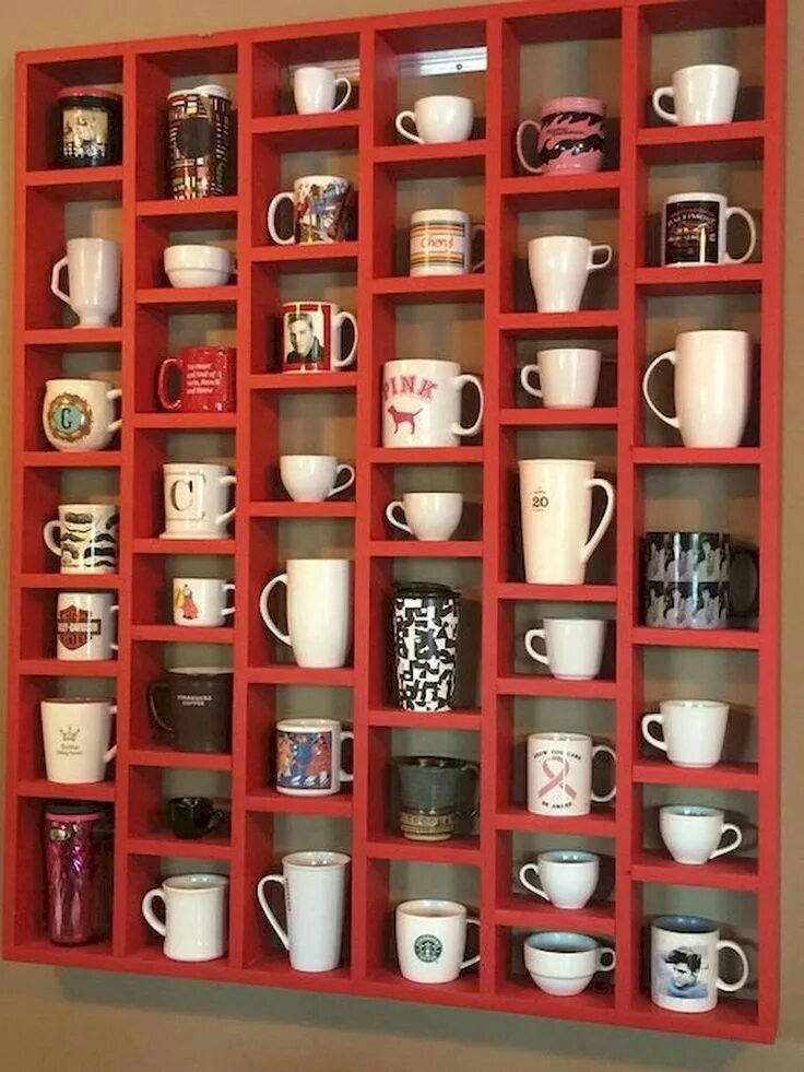 Полка для кружек деревянная фото #kitchenstorage Diy coffee bar, Coffee bar home, Coffee mug display