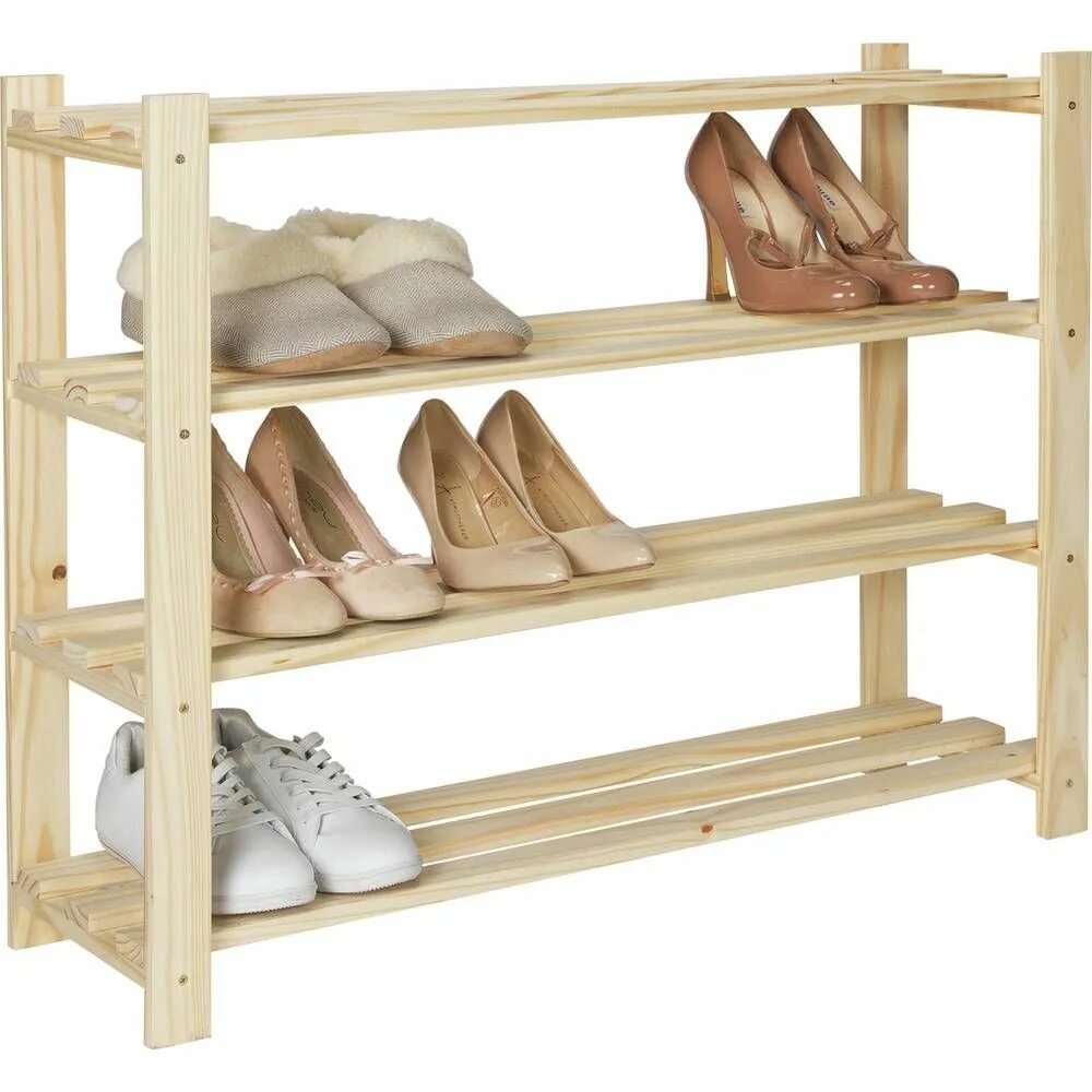 Полка для обуви деревянная своими руками фото Buy Habitat Karee 4 Shelf Shoe Storage Rack - Pine Shoe storage Argos Shoe stora