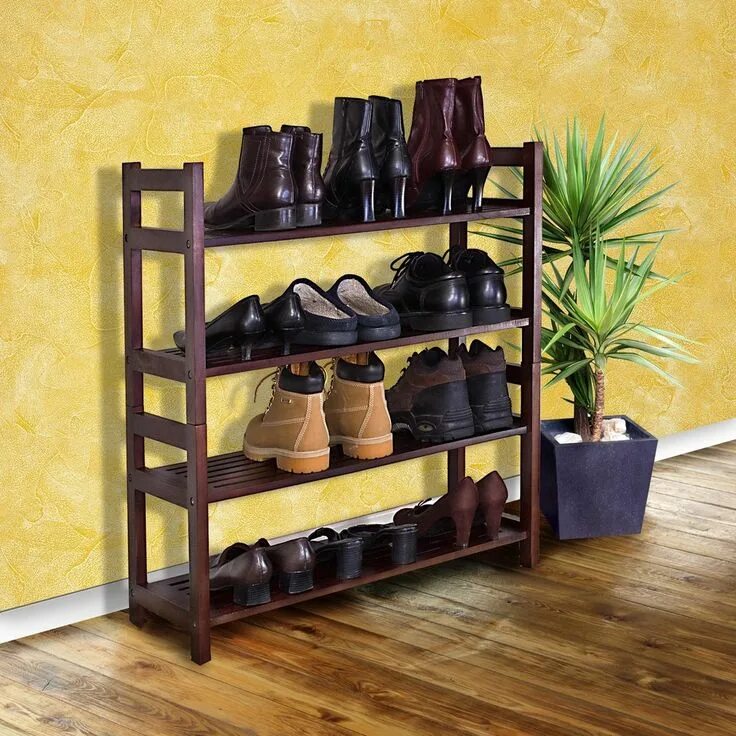 Полка для обуви своими руками фото Indoor/Outdoor Mahogany Veranda 4-Tier Shoe Rack - Transitional - Shoe Storage -