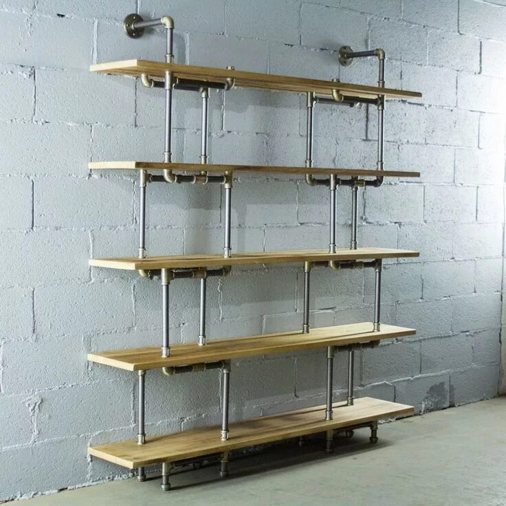 Полка из трубы фото Modern Industrial Five Shelf Large Bookcase in 2022 Large bookcase, Modern indus