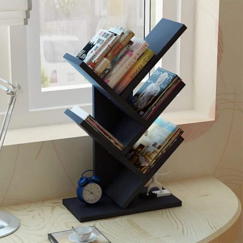 Полка под книги фото Bookshelf Desk Creative Study Bookcase Tree Shaped Furniture Decor Book Rack Mul