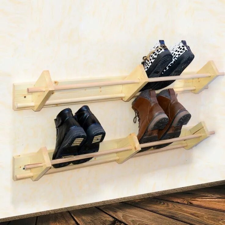 Полка под обувь своими руками фото Wall Mounted wooden Shoe Rack Floating shoe organizer Wall shoe rack, Wall mount