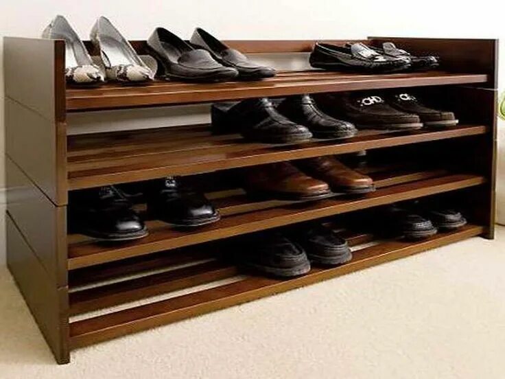 Полка под обувь в прихожую фото Hat and Shoe Rack with leather shoes http://monpts.com/excellent-shoe-and-hat-ra