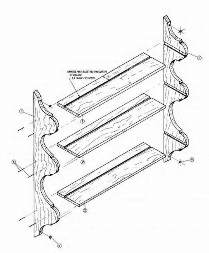 Полка своими руками схема Как сделать полки своими руками: виды, чертежи, расчет материала
