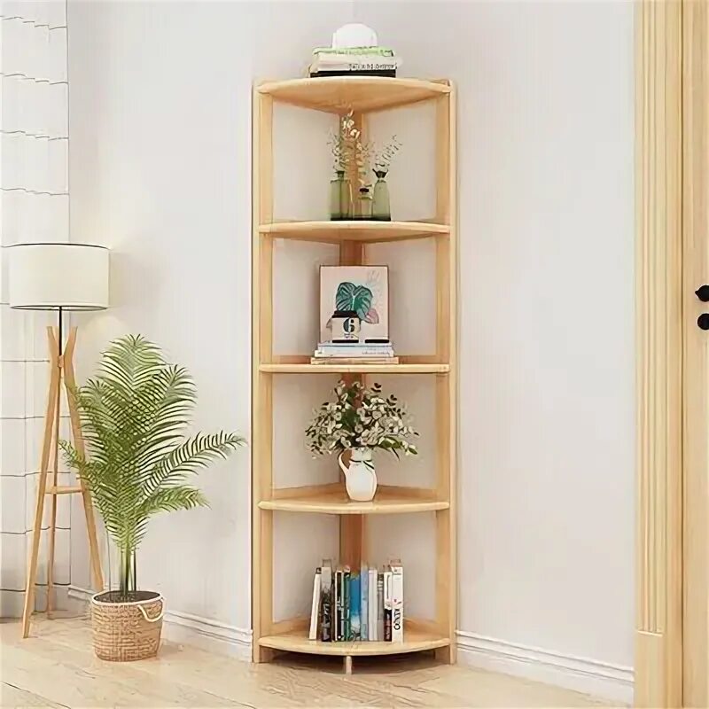 Полка угловая фото дерево Ebern Designs Ahrendt 54.33'' H x 13.38'' W Corner Bookcase Color: Wood Shelves,