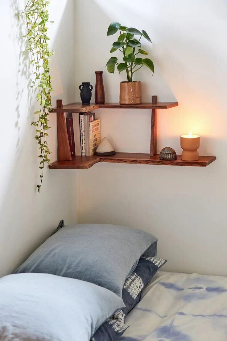 Полка в спальню фото Nolan 2-Tier Corner Wall Shelf Urban Outfitters Bedroom interior, Room inspirati