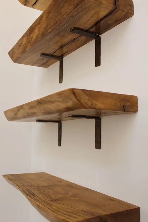 Полка в стиле лофт дерево Floating Shelf Live edge shelf wood slab for open shelving. Tree section recover