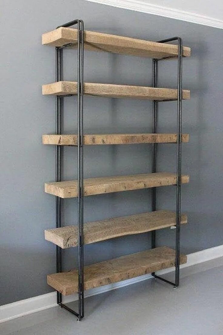 Полка в стиле лофт дерево 72" Carson 5-Shelf Bookcase Walnut Brown - Threshold ™ Reclaimed wood bookcase, 