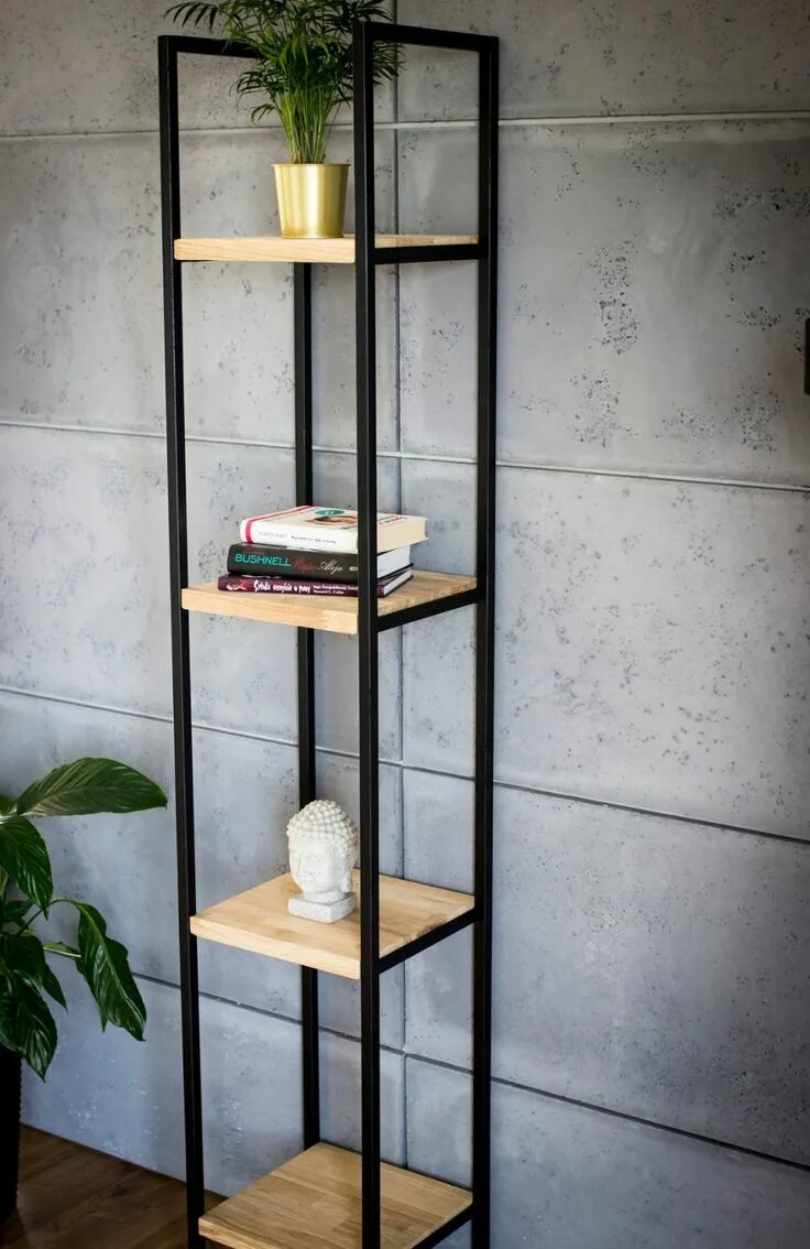 Полка в стиле лофт напольная Przemysłowy prosty stojak - Etsy Polska Diy storage shelves, Small deck furnitur