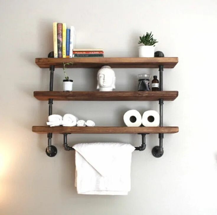 Полка в ванну в стиле лофт Industrial pipe shelf Bathroom shelves Kitchen shelves Etsy Pipe furniture, Pipe