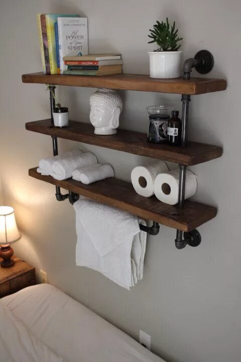 Полка в ванную в стиле лофт Industrial pipe shelf, Bathroom shelves, Kitchen shelves, Shelving unit, Entrywa