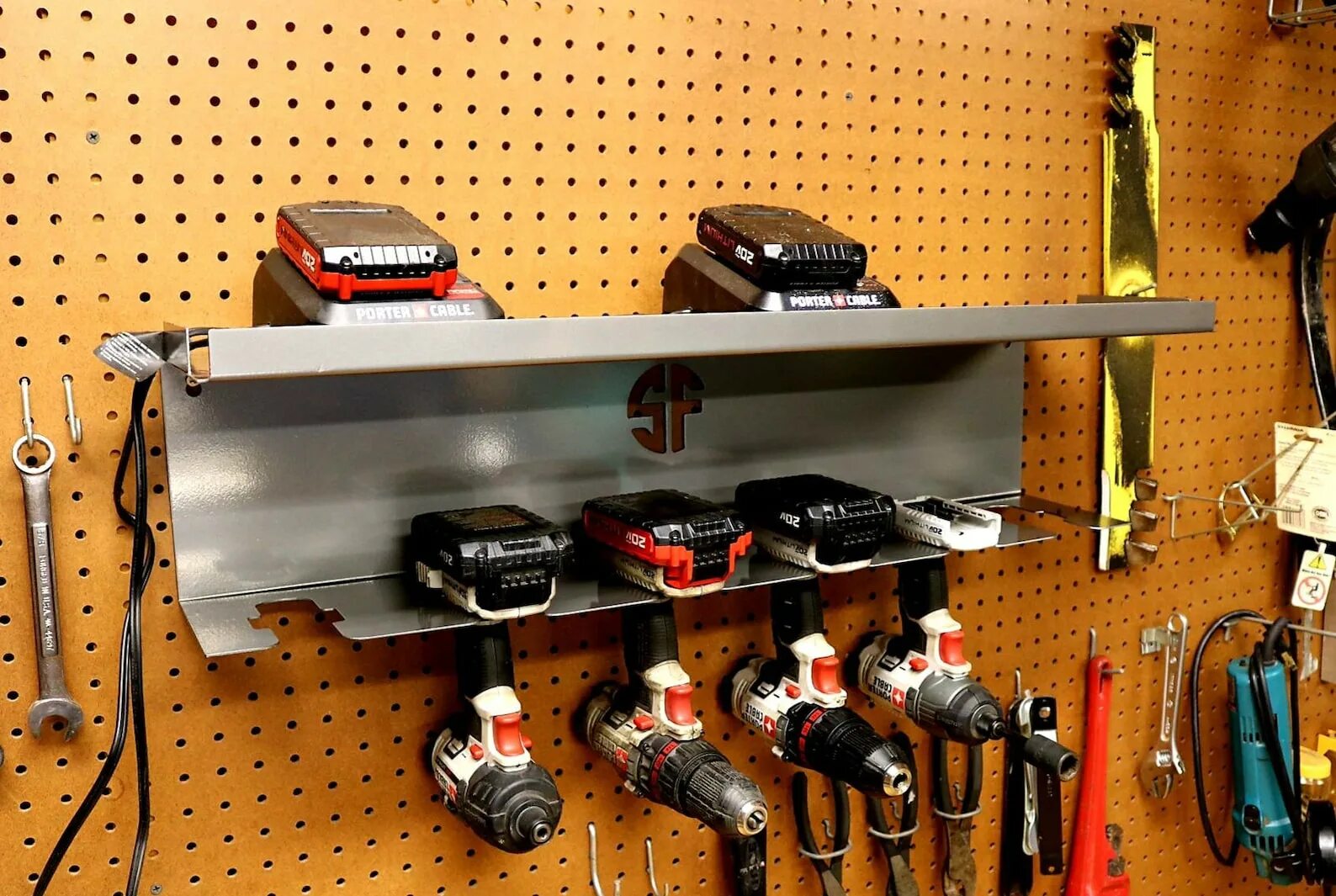 Полки для инструмента фото Cordless Drill Driver Organizer Hanging Mount With Battery Etsy