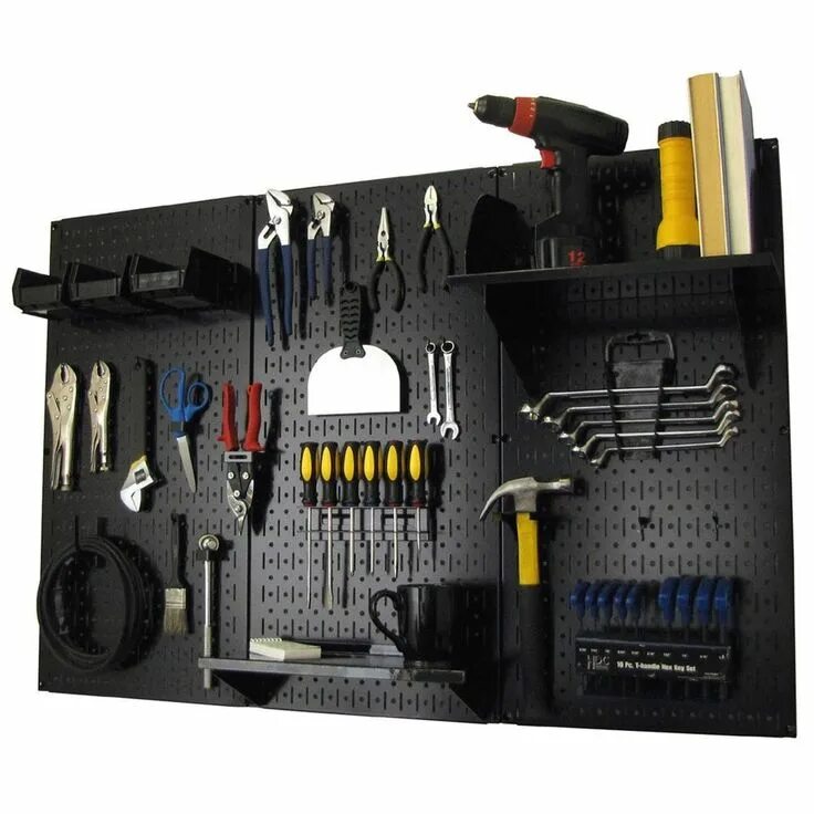 Полки для инструмента фото Wall Control 32 in. x 48 in. Metal Pegboard Standard Tool Storage Kit with Black