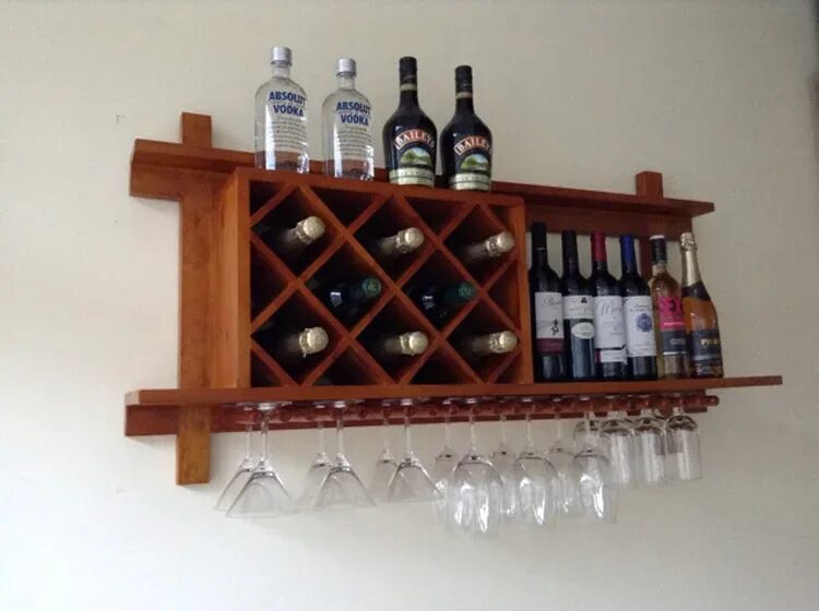 Полки для вина фото Wood wine rack wall wine rack creative wall hanging bar lattice European fashion