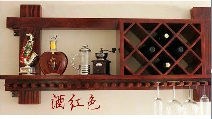 Полки для вина фото European American wood wine cabinets showcase wine rack hanging cup wall hanging