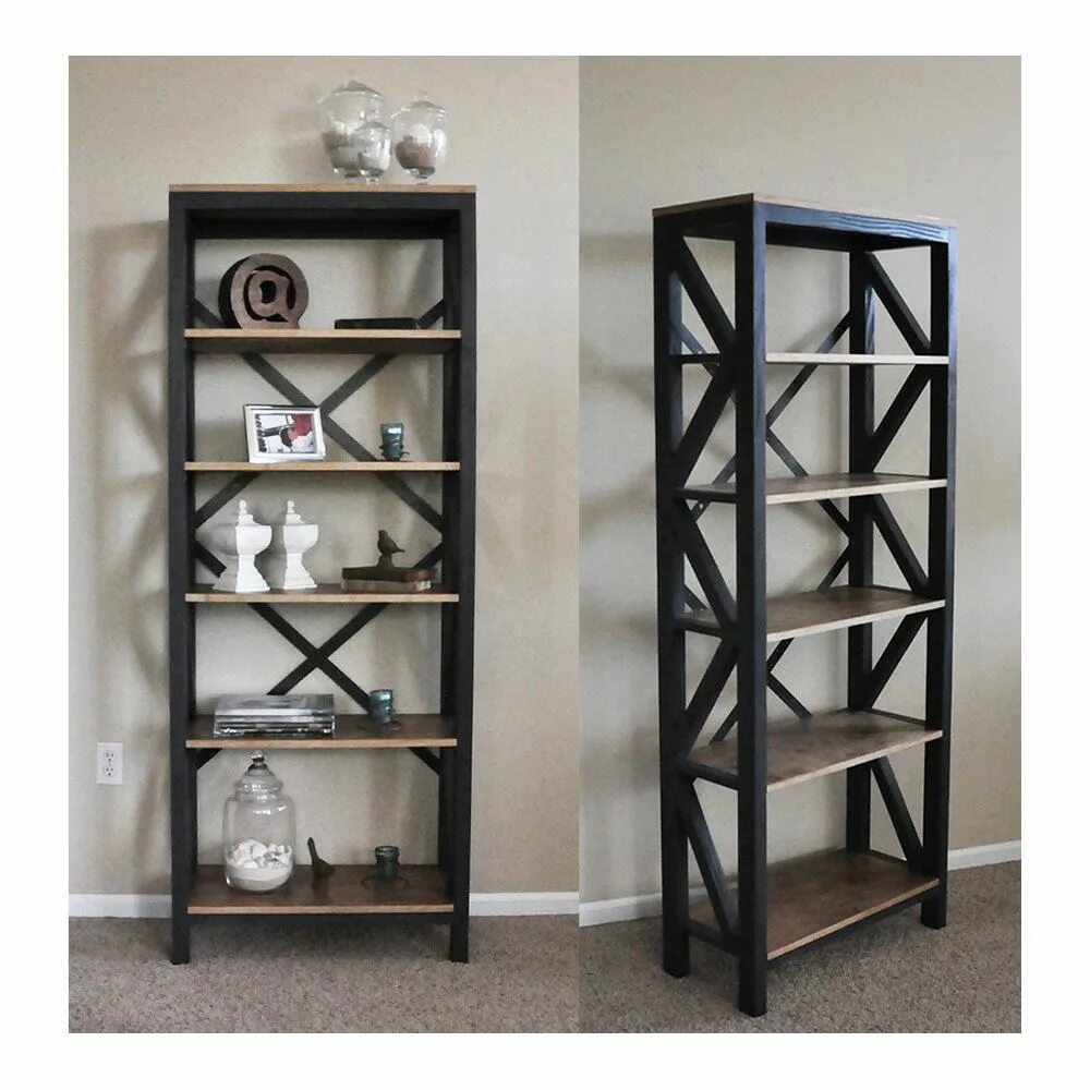 Полки и стеллажи в стиле лофт Tall Corner Shelves Rustic bookcase, Tall bookcases, Bookcase