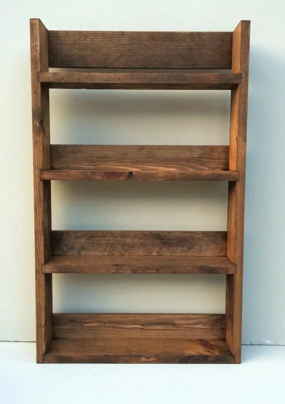 Полки из дерева своими руками фото Reclaimed Rustic Spice Rack 4 Shelves 56cm Tall Open Top Dark Oak Finish, Choice