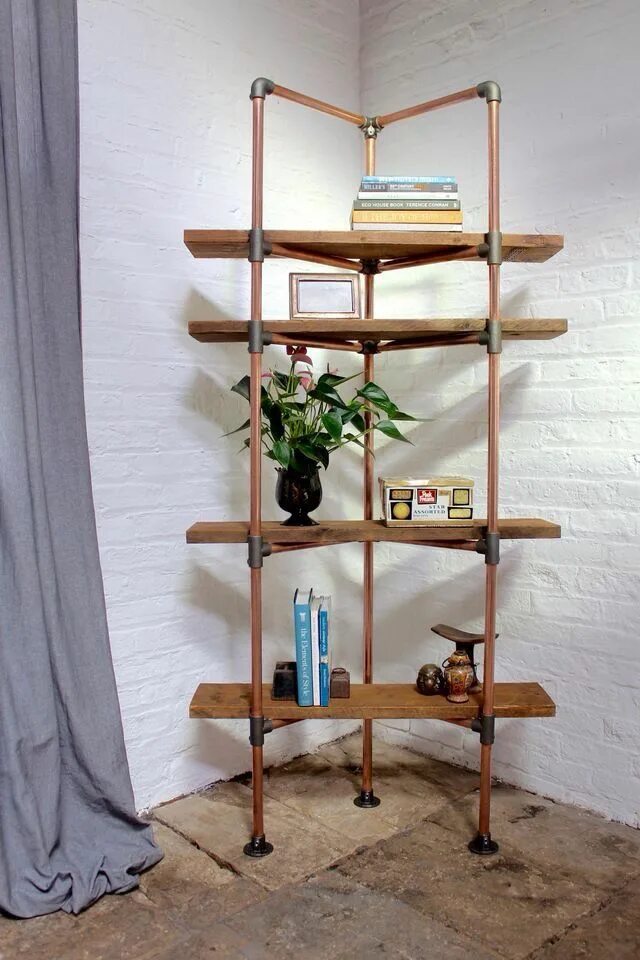 Полки из труб своими руками фото Pin by v1 on Interior Design- Shelving Corner shelf ideas, Pipe furniture, Space