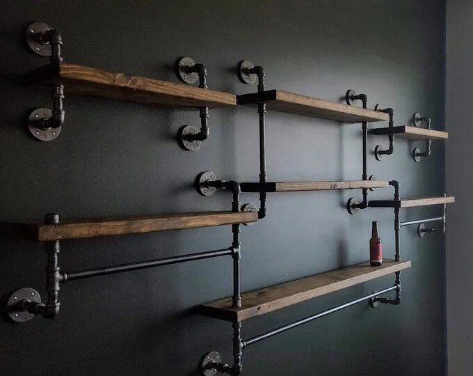 Полки из труб своими руками фото Open Kitchen Shelving, Urban Industrial Floating Shelves. Farmhouse Kitchen Shel