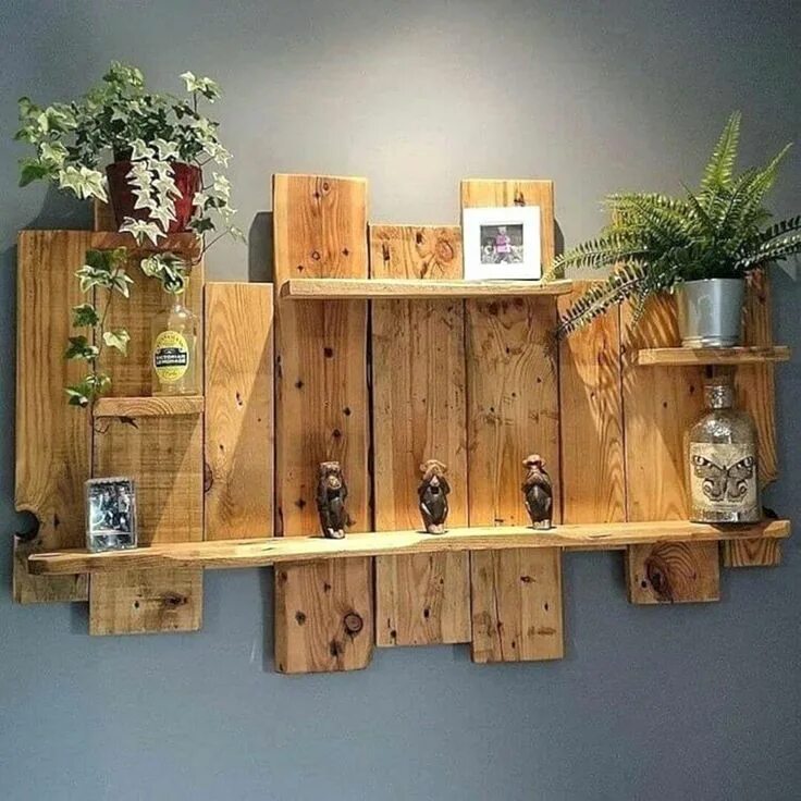 Полки на даче своими руками Rustic Pallet Wall Shelf DIY Pallet Shelf Ideas