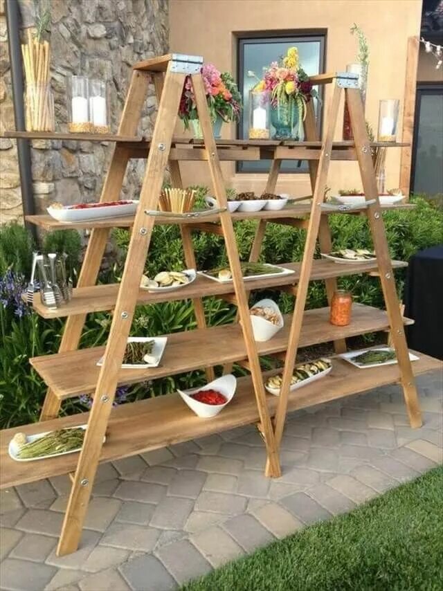 Полки на дачу фото 12 Up-cycled Ladder Shelves & Display Ideas DIY to Make Upcycle ladder, Bookshel