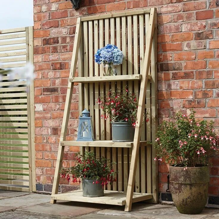 Полки на дачу фото Rowlinson Wooden Plant Stand Wooden plant stands, Plant shelves, Plant stand