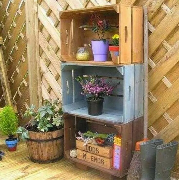 Полки на дачу фото Варианты крепления полок из ящиков Crate shelves, Decor, Crate diy