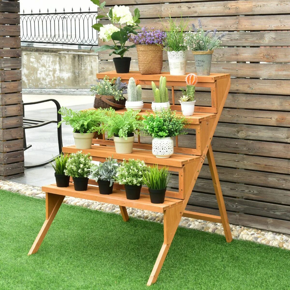 Полки на дачу фото 4 Tiers Wood Ladder Step Flower Pot Holder Plant Stand Flower pot holder, Plant 