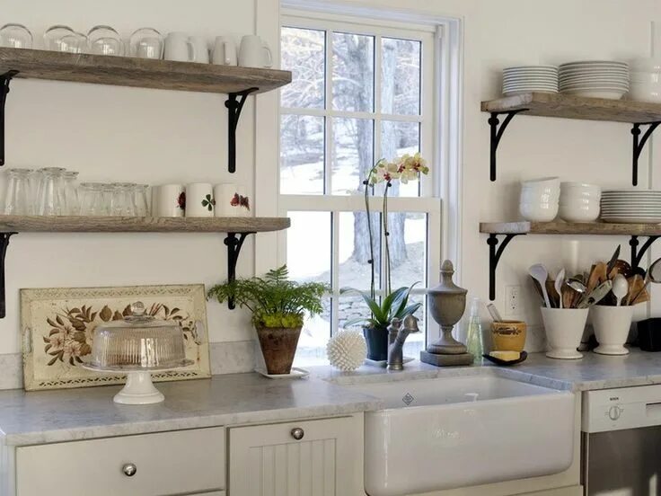 Полки на кухню фото Pin by Гульнара Гарипова on Идеи для дома Open kitchen shelves, Shelving in kitc