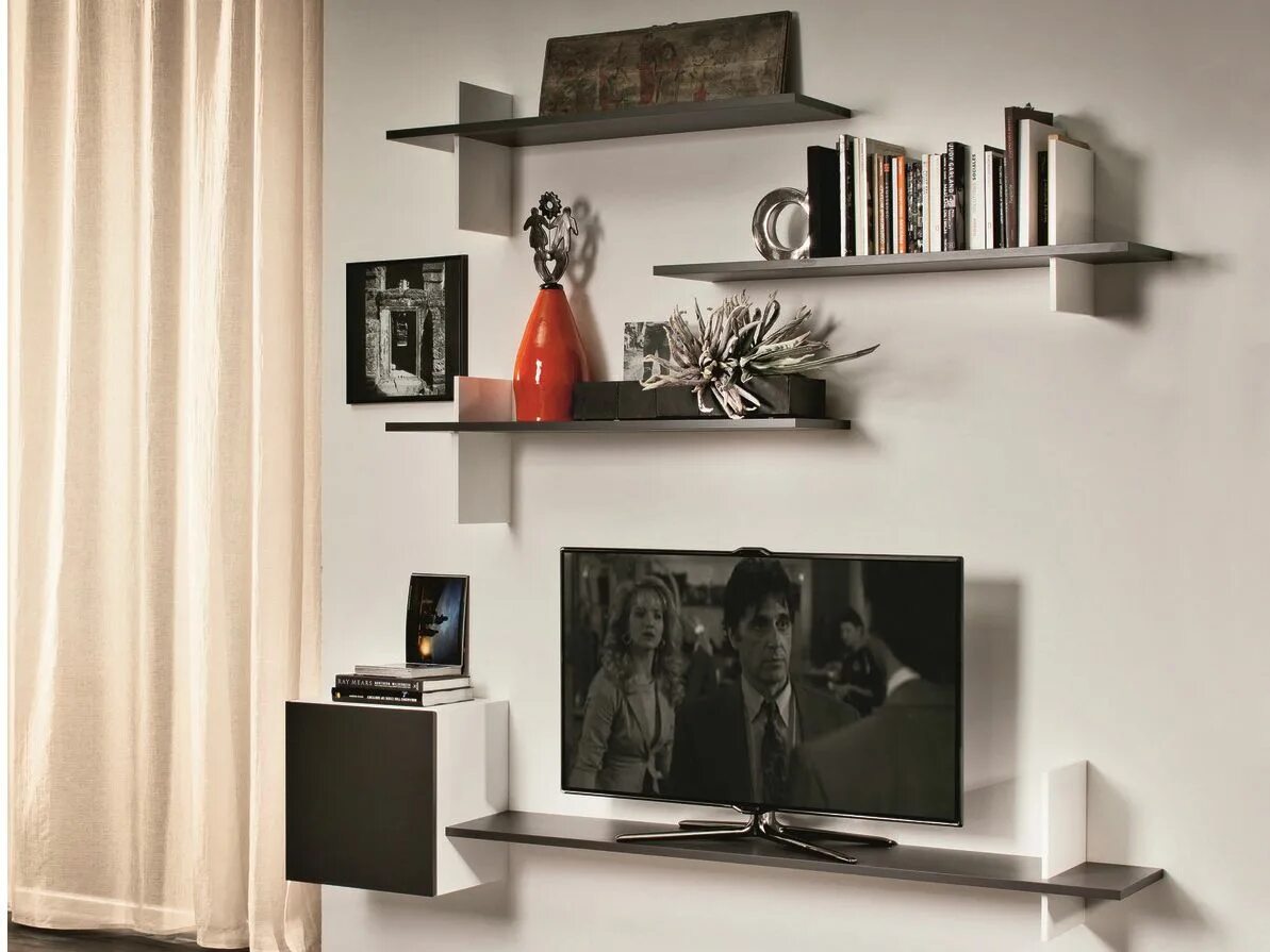 Полки на стену в гостиной фото Tv Wall Shelves Wood Floating shelves living room, Floating shelves bedroom, Flo