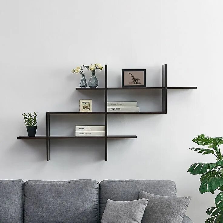 Полки на стену в интерьере гостиной Danya B.™ 3-Tier Floating Ladder Accent Shelf Bed Bath & Beyond Wall shelves liv