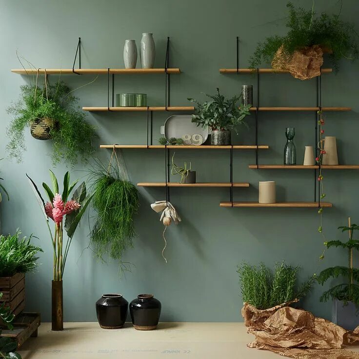 Полки на стену в интерьере купить Link Shelf Duo - Oak Wood/Black Brackets Shelving design, Decor, Living room dec